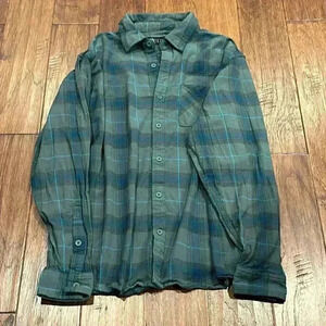 XL FINTECH Blue / Dark Green Checkered Button Down Shirt